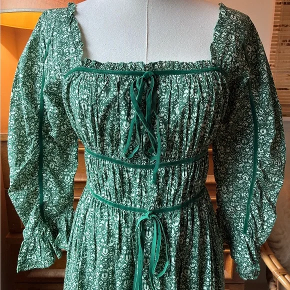 Christy Dawn Marissa Forest Green Floral Dress Lovebird Laurel Medium - Picture 7 of 10